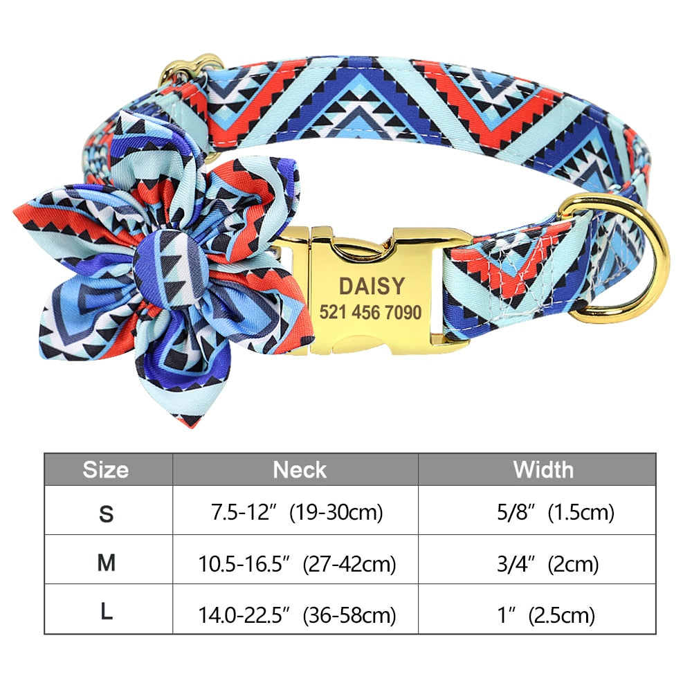 Fashion Printed Dog Collar Personalized Nylon Dog Collar Custom Pet Puppy Cat Collars Engraved ID Tag Collars Dog Accessories