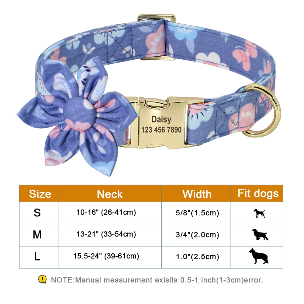 Fashion Printed Dog Collar Personalized Nylon Dog Collar Custom Pet Puppy Cat Collars Engraved ID Tag Collars Dog Accessories