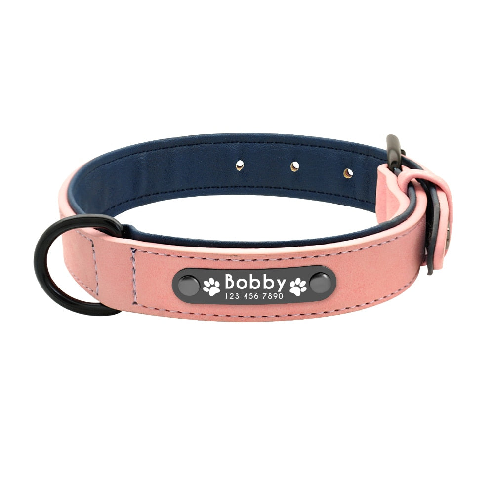 Exotic Custom Dog Collars PU Leather Personalized Pet Name ID