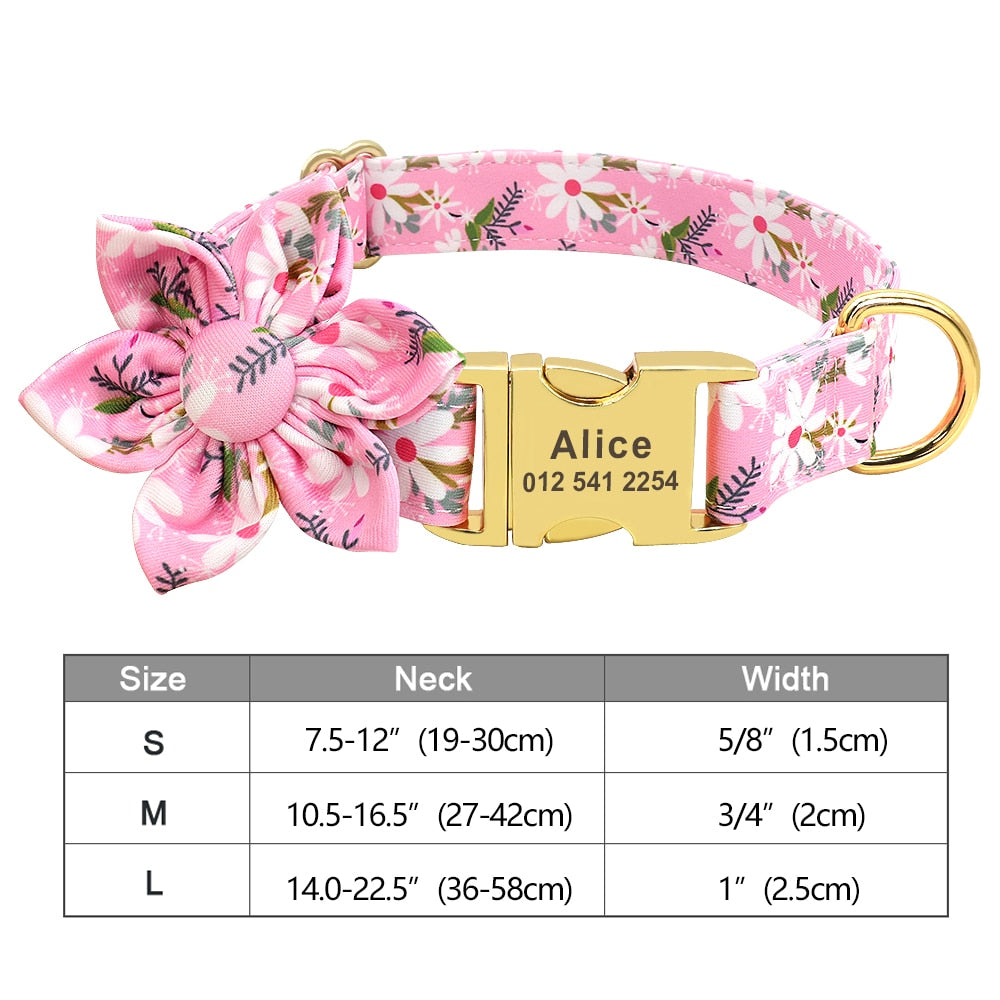 Fashion Printed Dog Collar Personalized Nylon Dog Collar Custom Pet Puppy Cat Collars Engraved ID Tag Collars Dog Accessories