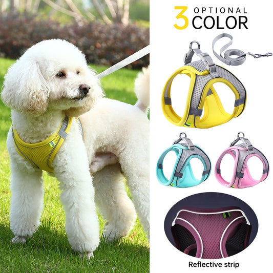 Dog Harness Clothes Vest Chest Strap Cat Collars Rope Small Dogs Reflective Breathable Adjustable Outdoor Walking Pet Supplies