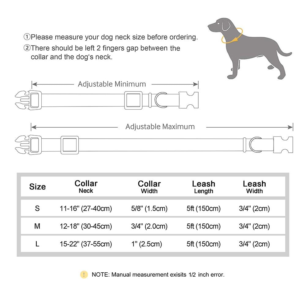 Personalized Dog Collar Leash Set Customized Leather Pet Collar Leash for  Small Medium Large Dogs Outdoor Puppy Pet Supplies Pug